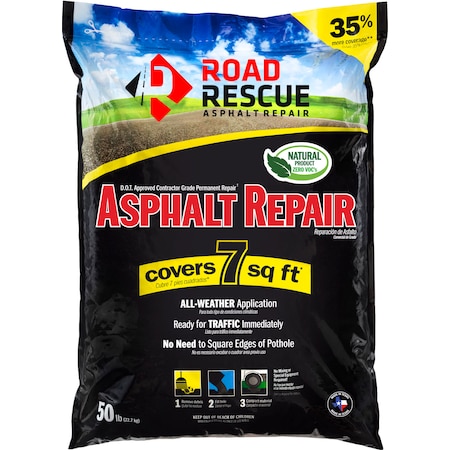 Road Rescue Asphalt Patch 50 Lb Bag of Road Rescue Asphalt Patch AP-50